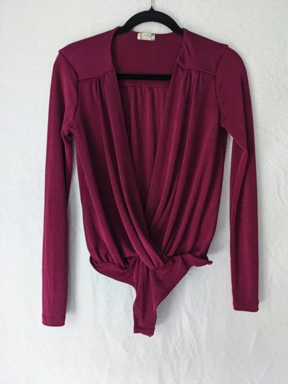 Intimately FREE PEOPLE Turnt Dark Rhubarb Long Sleeve Stretchy Bodysuit Small